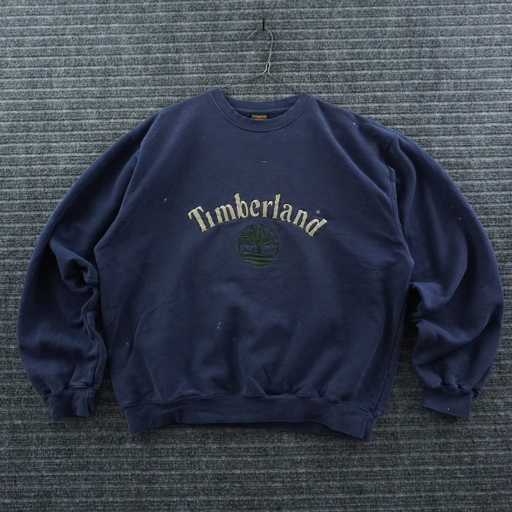 Vintage Timberland Sweatshirt Mens XL Navy Embroidered Logo Weathergear Pullover